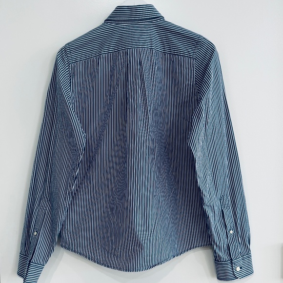 Abercrombie & Fitch Button Down Shirt Blue White Stripe Men's Medium Muscle EUC - Picture 7 of 11